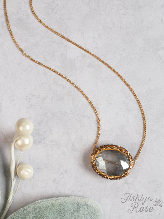 Simply Elegant Gold Chain Necklace w/ Beaded Gemstone