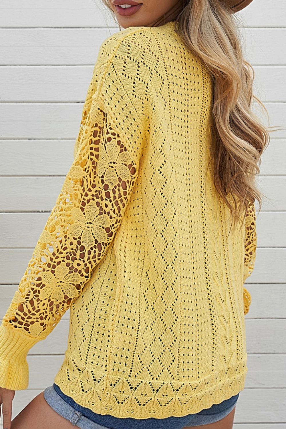 Lace Knit Long Sleeve Sweater