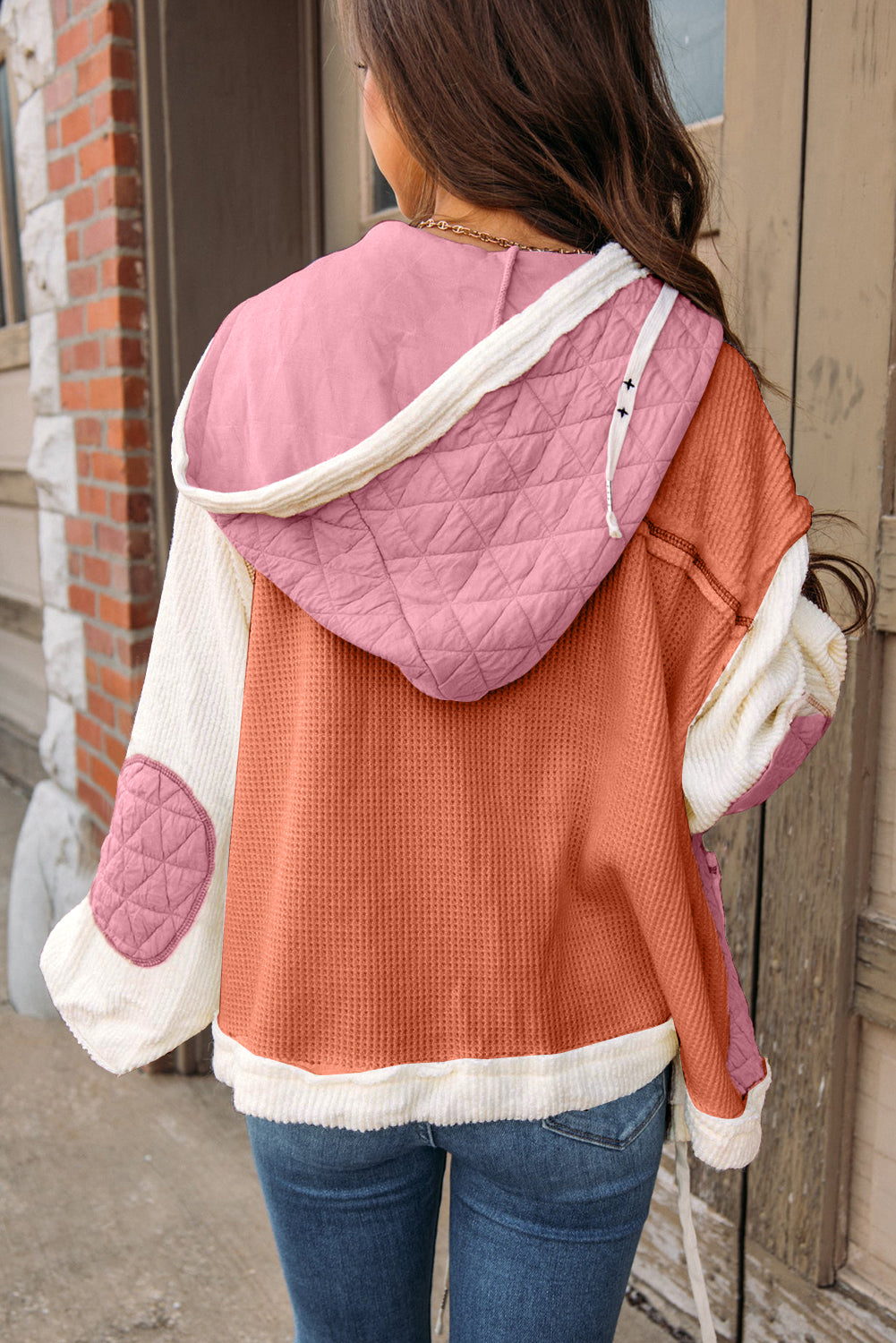 Quilted Patchwork Hooded Jacket