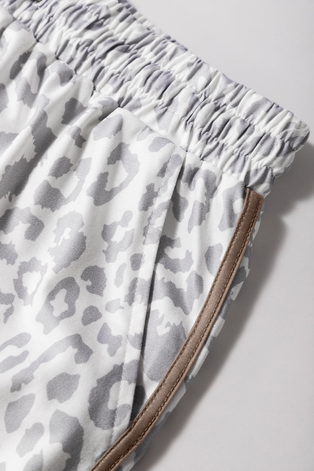 White Leopard Print Athletic Shorts