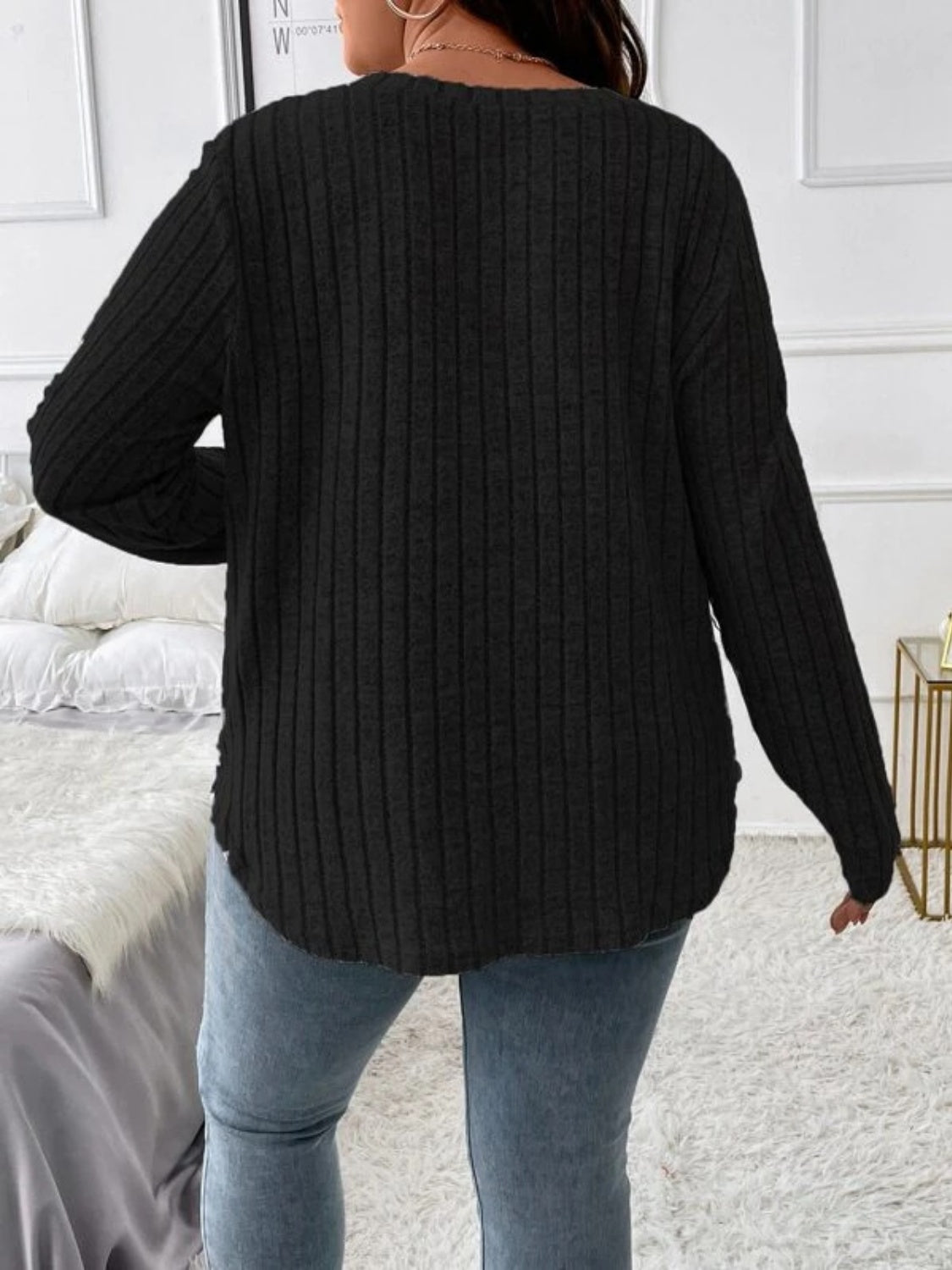 Ribbed V-Neck Sweater