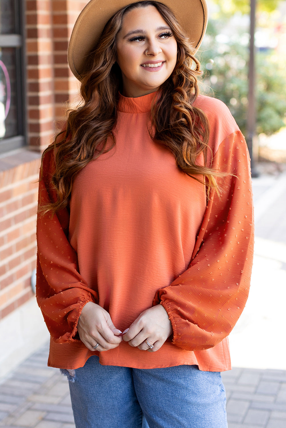 Russet Orange Swiss Dot Blouse