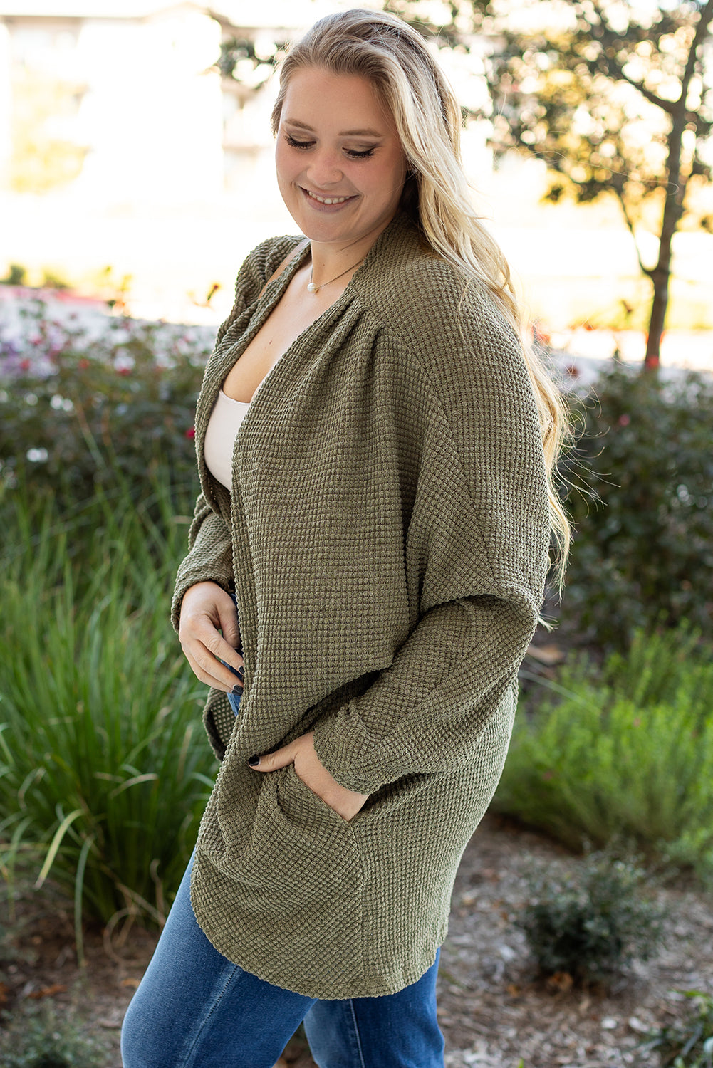 Seagrass Waffle Knit Cardigan