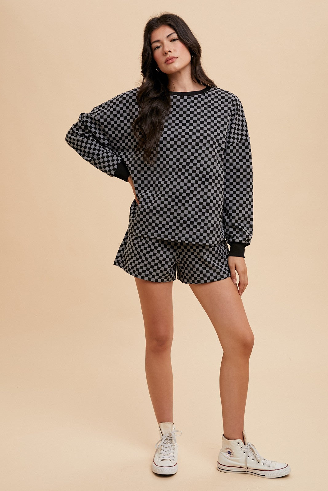 Checkered Top & Shorts Set