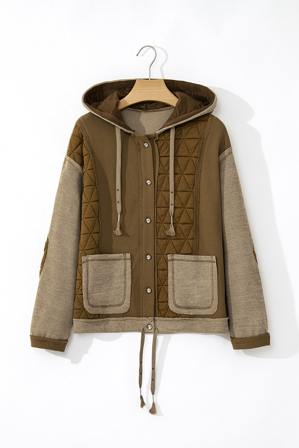 Quilted Patchwork Hooded Jacket