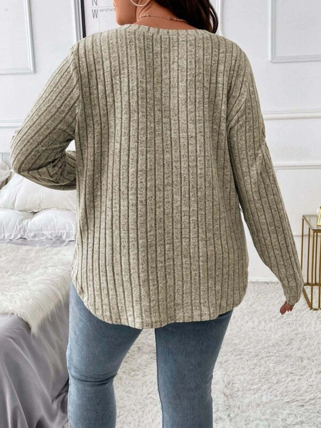 Ribbed V-Neck Sweater