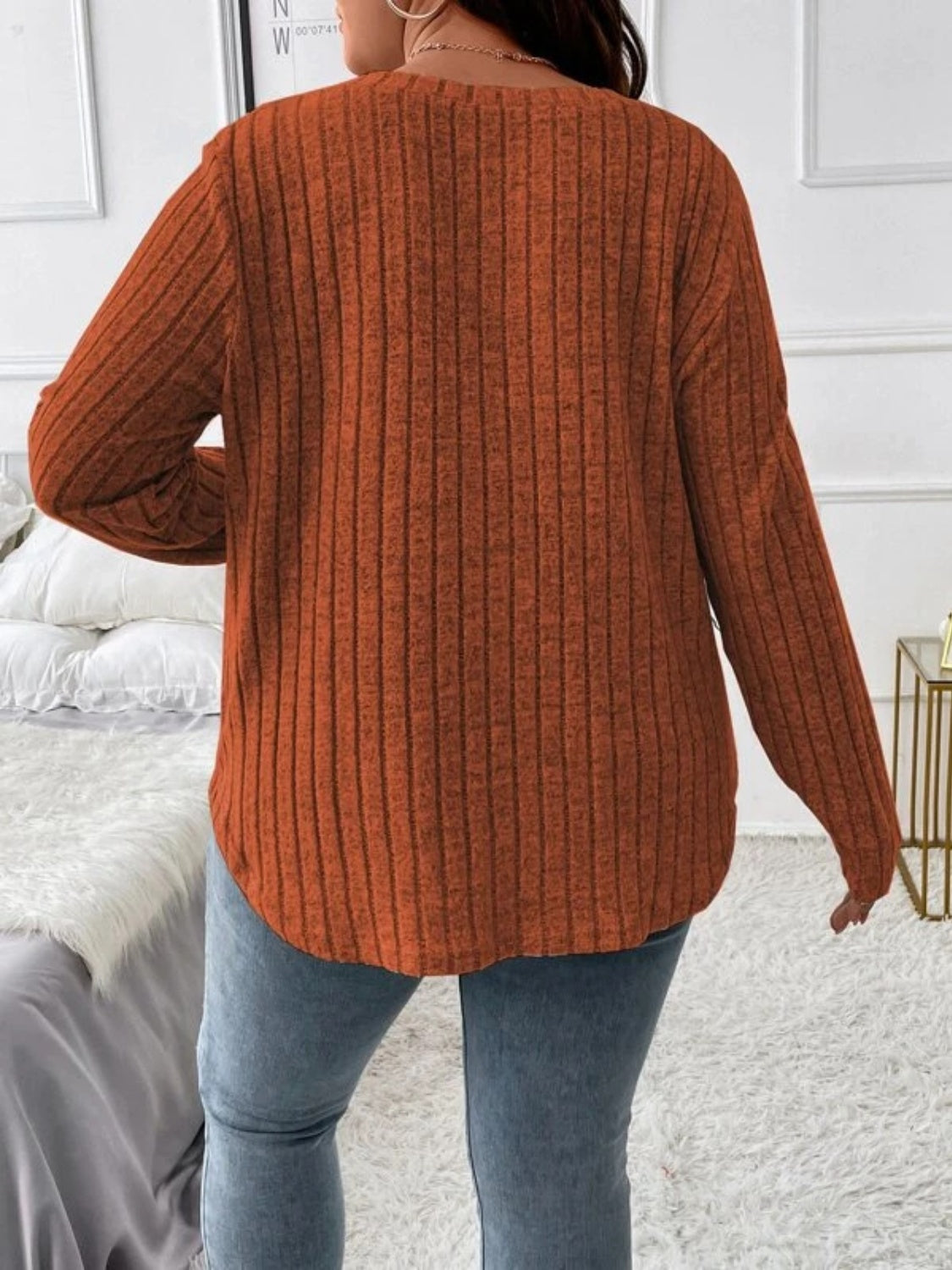 Ribbed V-Neck Sweater