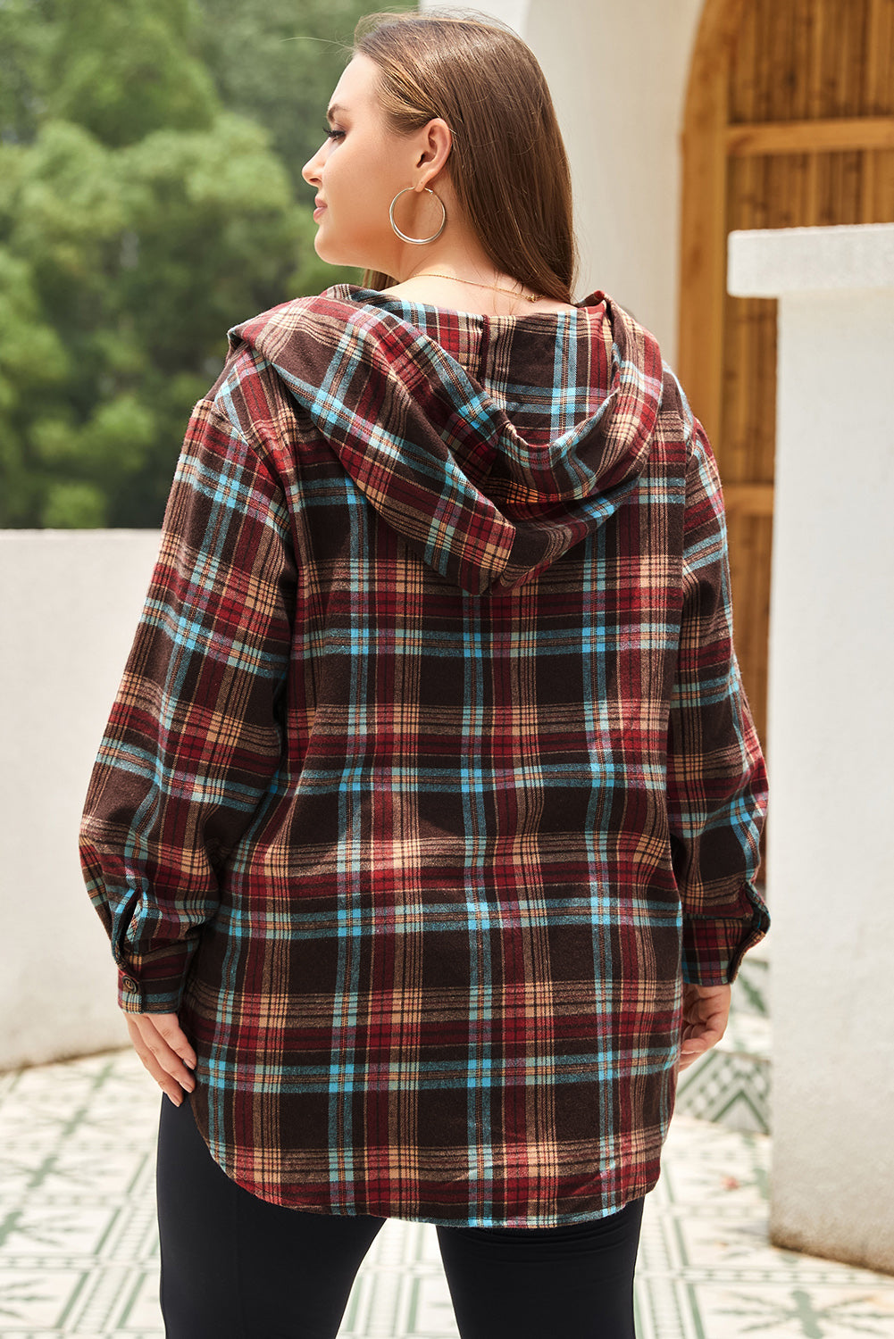 Plaid Quarter Button Hoodie