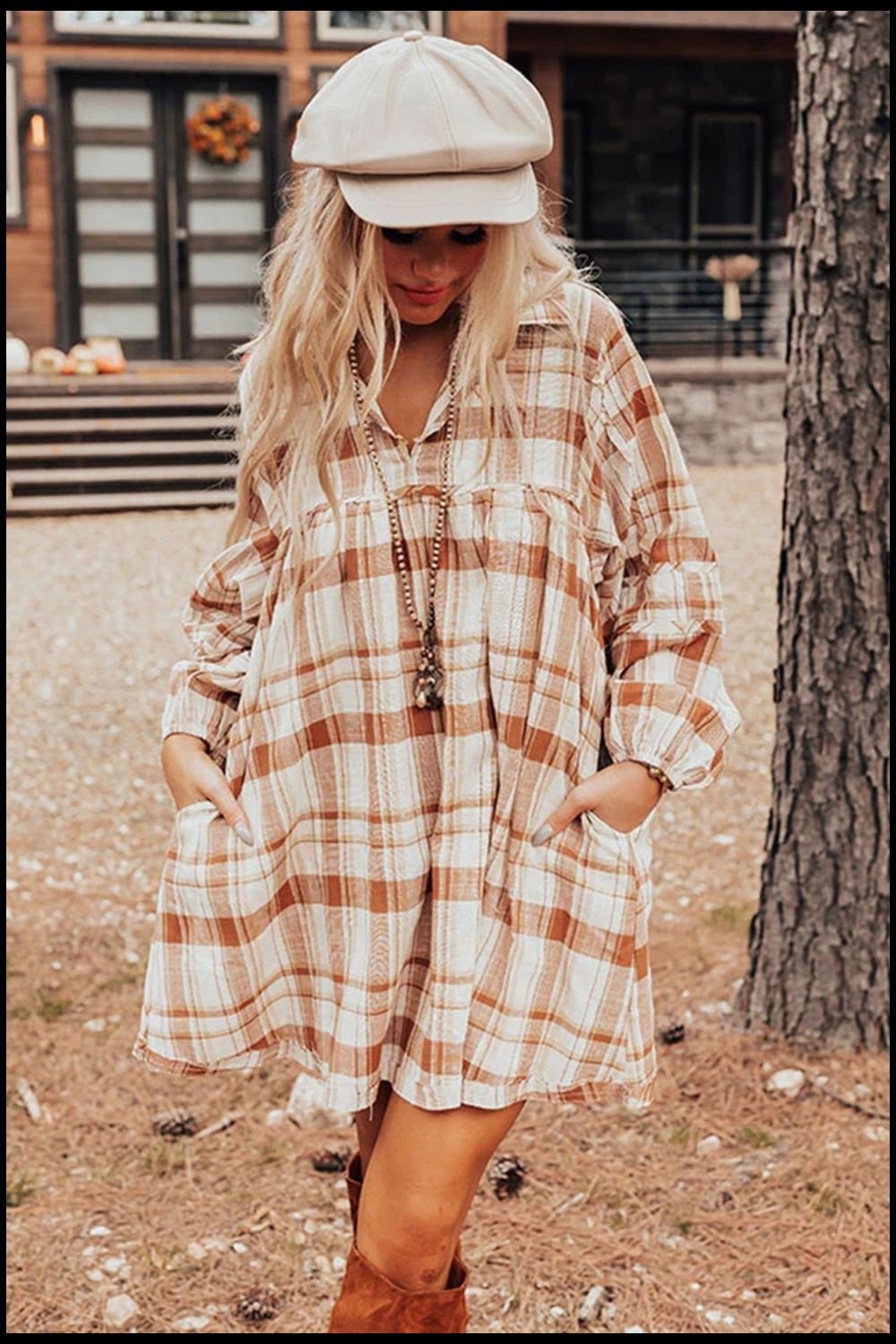 Plaid Mini Shirt Dress