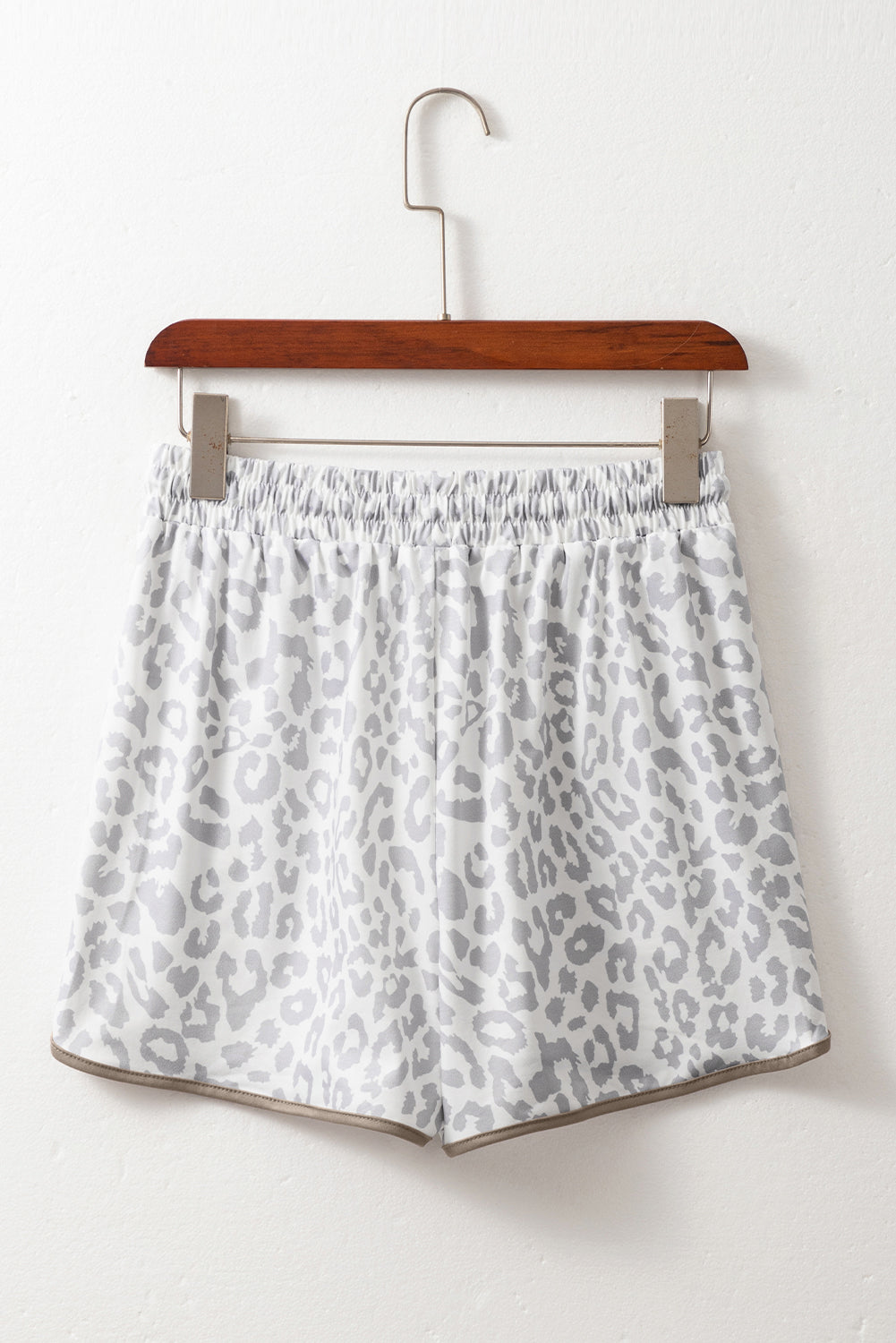 White Leopard Print Athletic Shorts