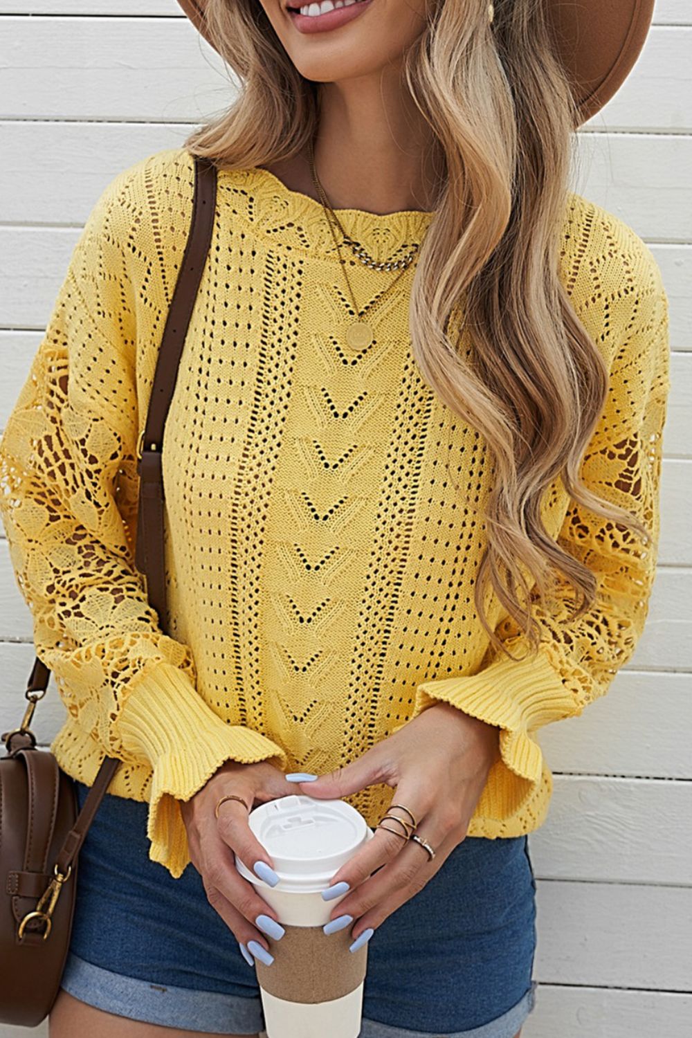 Lace Knit Long Sleeve Sweater