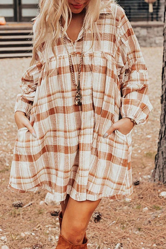 Plaid Mini Shirt Dress