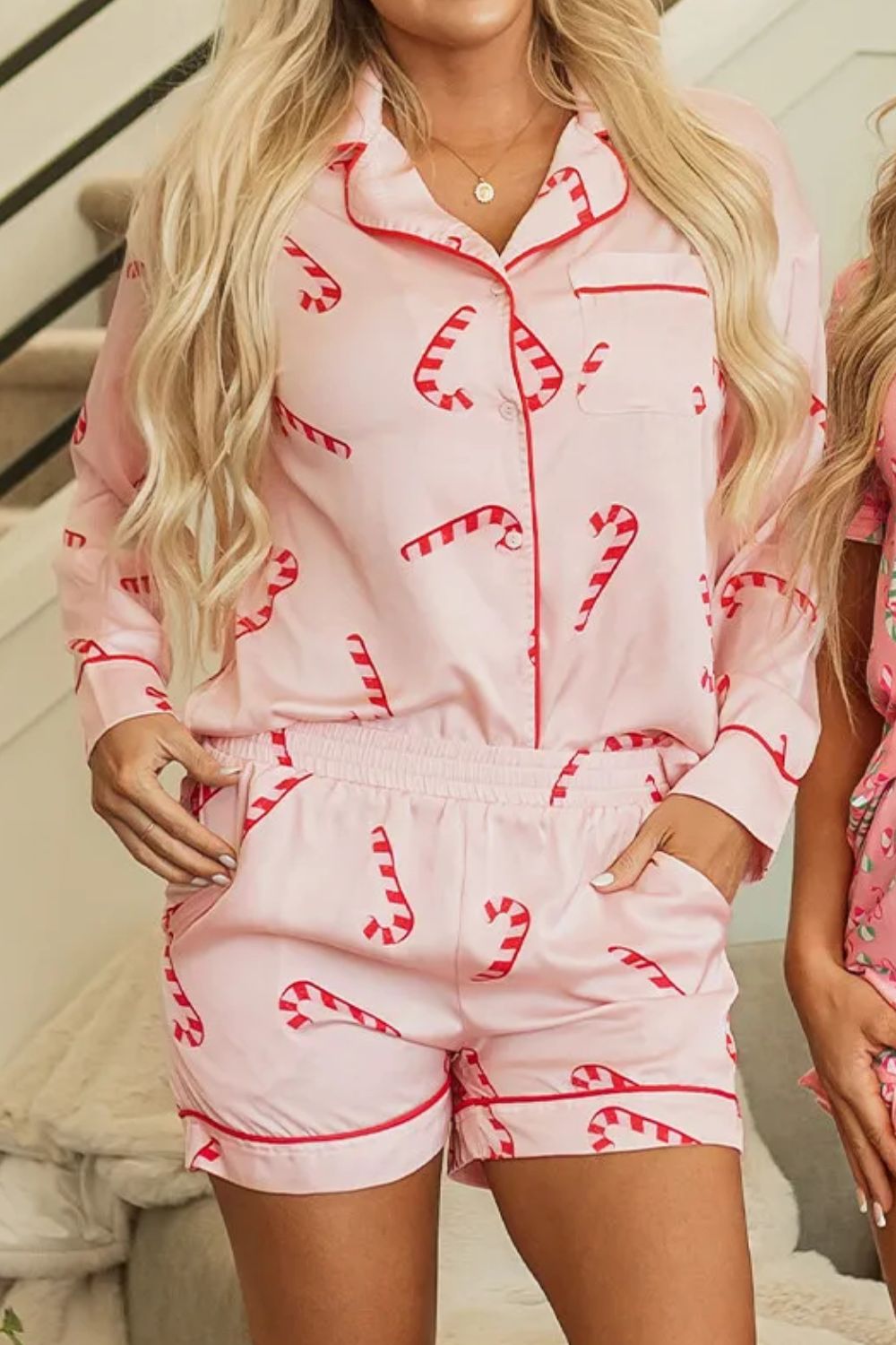 Candy Cane Top & Shorts Lounge Set