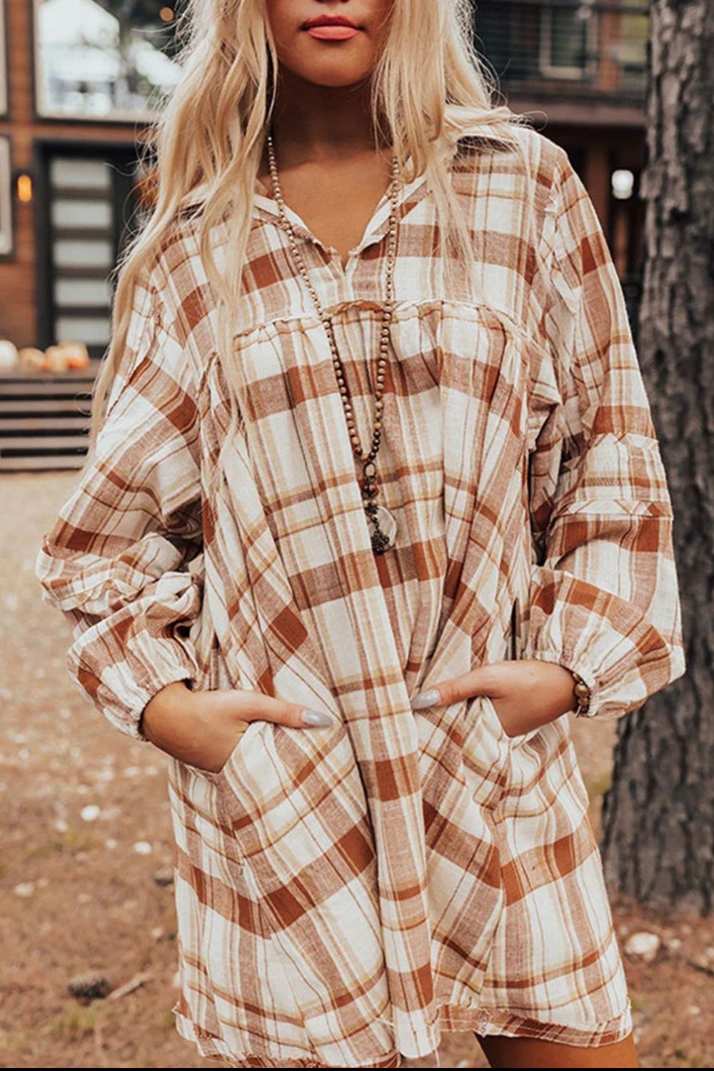 Plaid Mini Shirt Dress