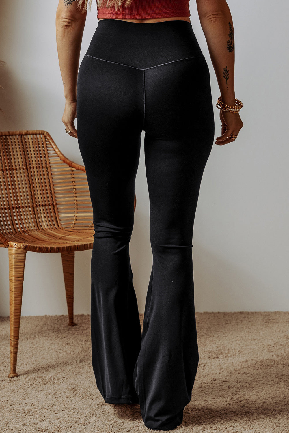 Black High Waist Flare Leggings