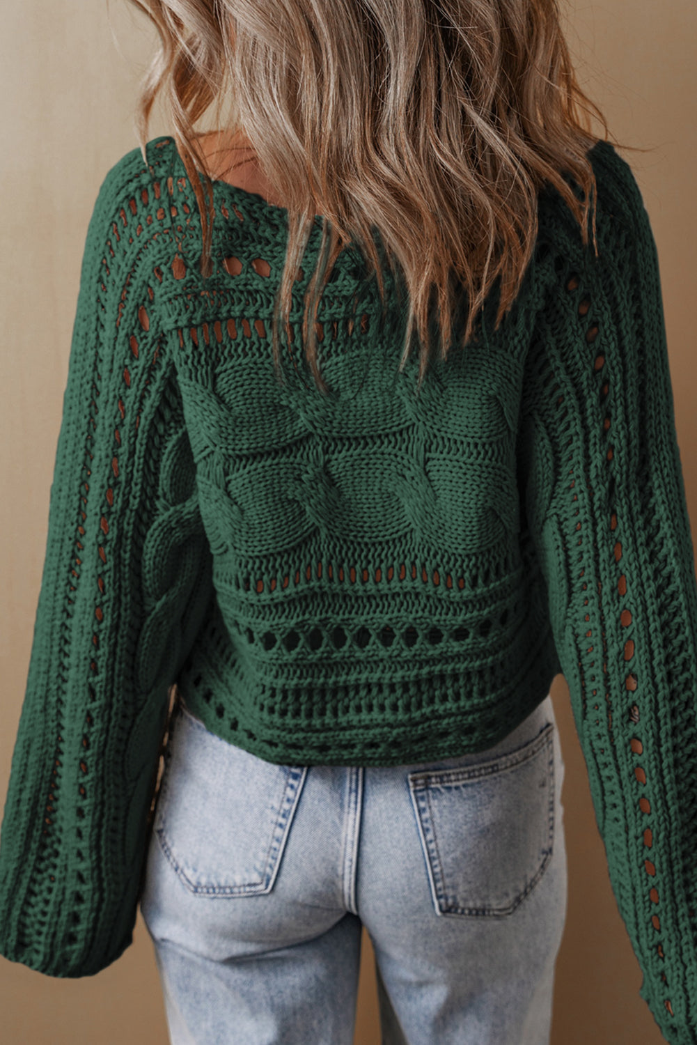 Crochet Cable Knit Cropped Sweater