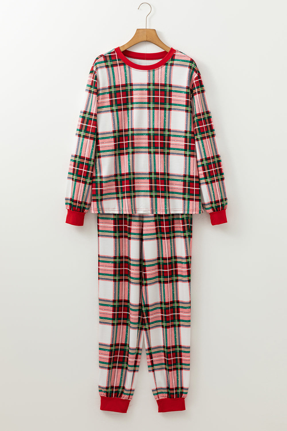 Red Christmas Plaid Allover Top & Pants Lounge Set