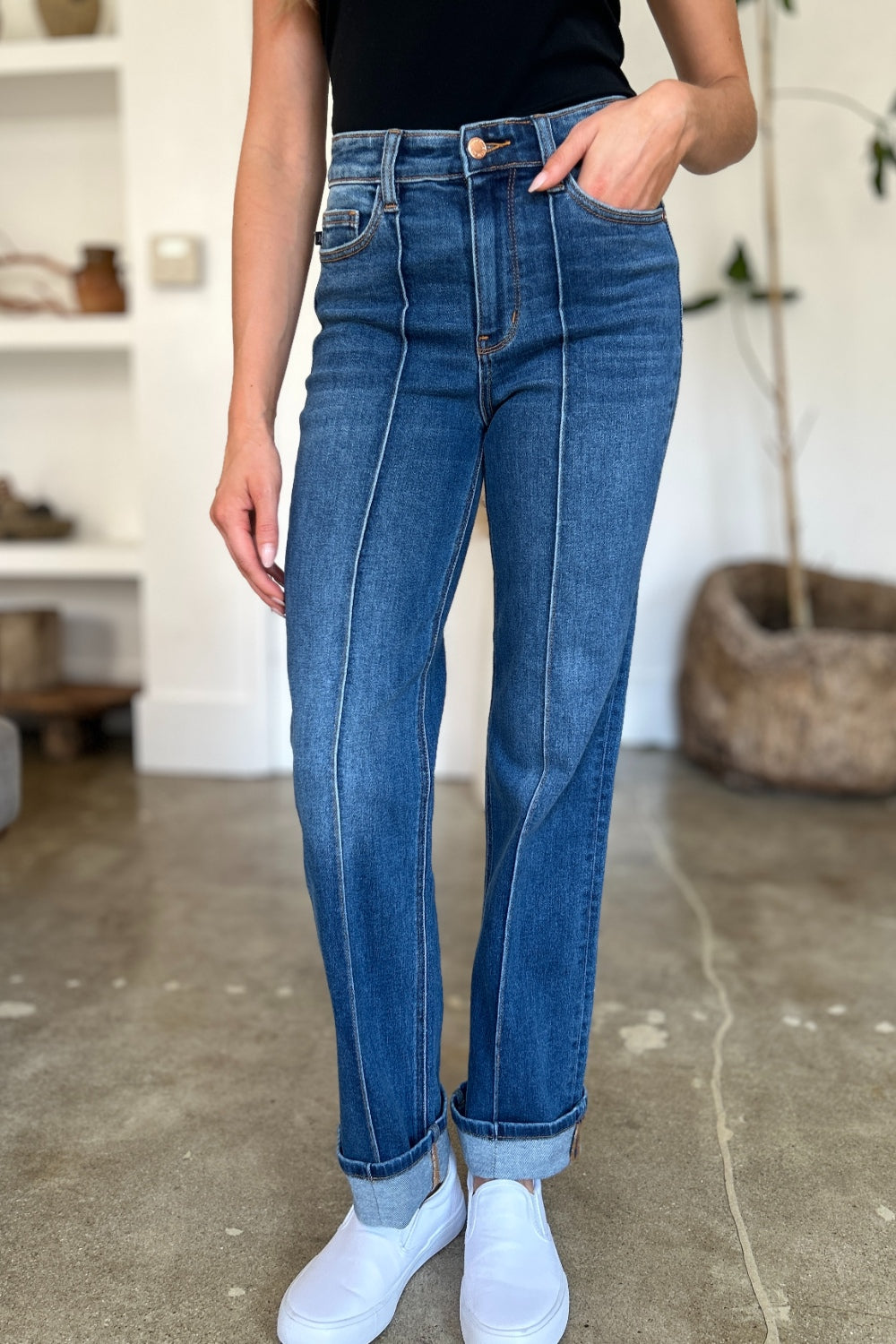 Judy Blue High Waist Front Seam Detail Straight Jeans