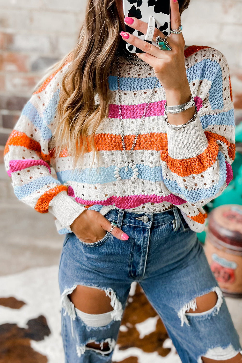 Multicolor Stripe Knitted Sweater