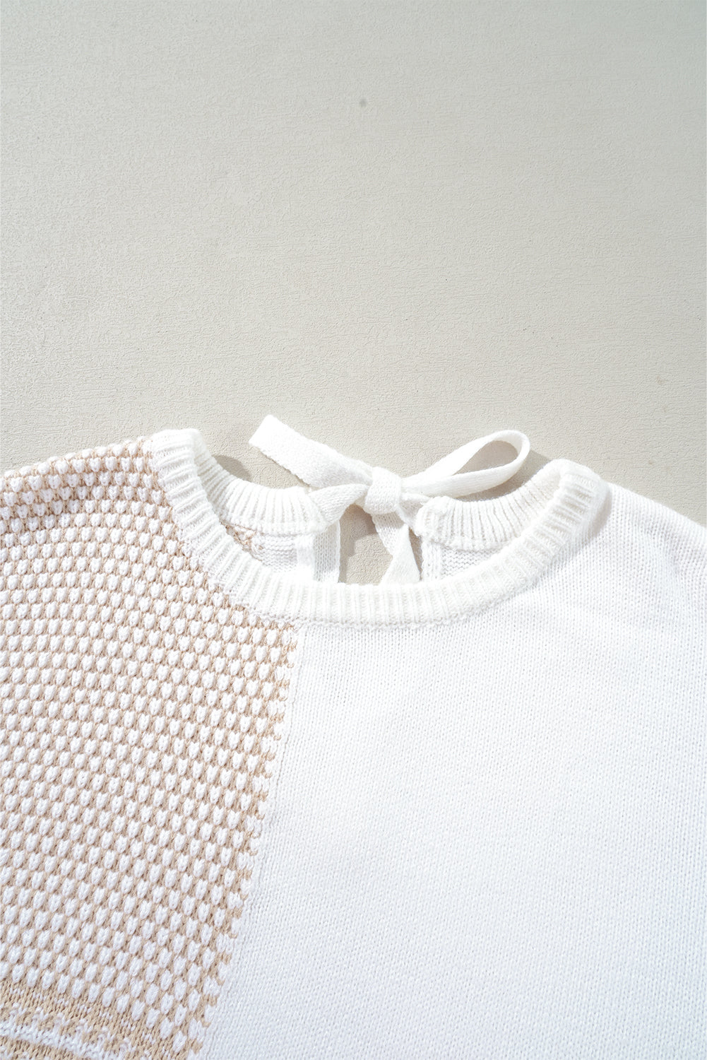 Oatmeal Mixed Pattern Knit Sweater