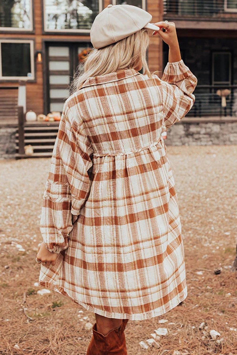 Plaid Mini Shirt Dress