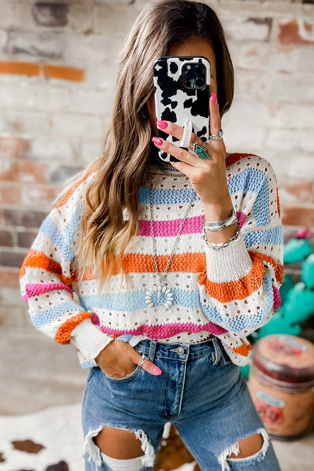 Multicolor Stripe Knitted Sweater