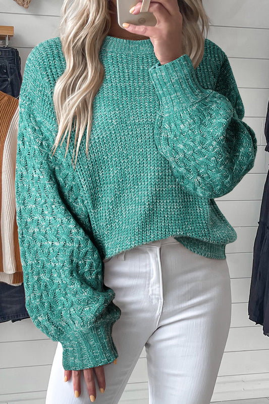 Parchment Cable Knit Sleeve Sweater