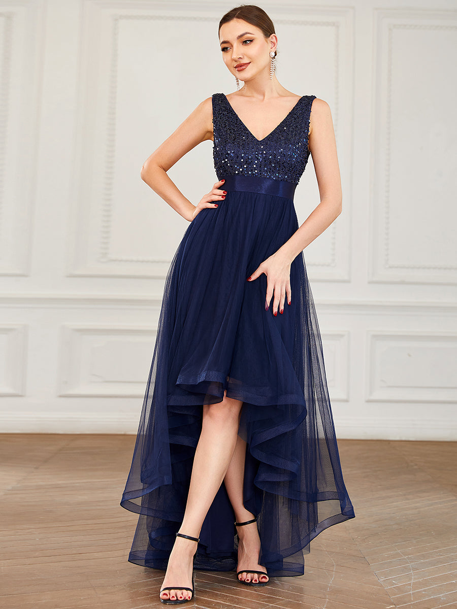 "Show Your Sparkle" Evening Dress w/ Asymmetrical Hem