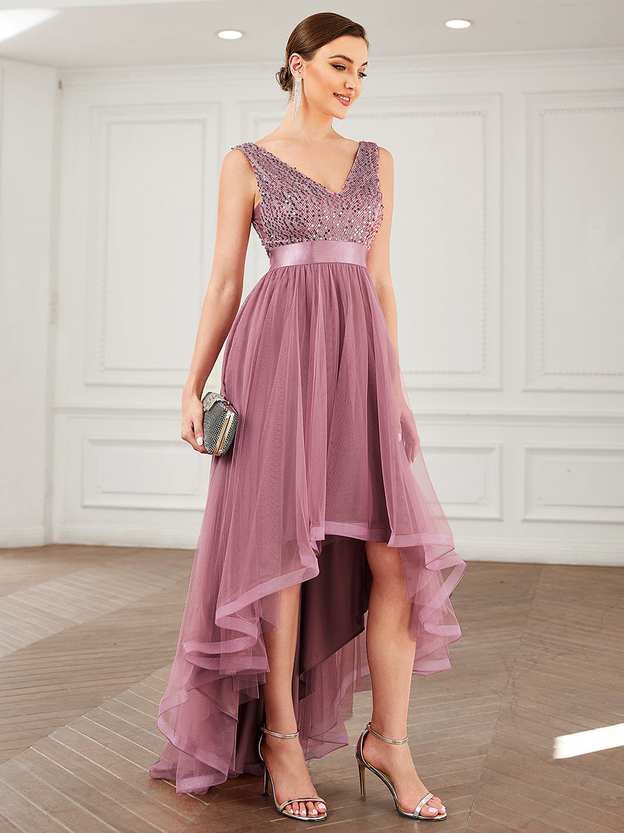 "Show Your Sparkle" Evening Dress w/ Asymmetrical Hem