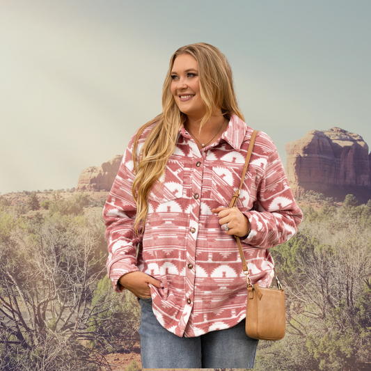 Pink Aztec Print Shacket