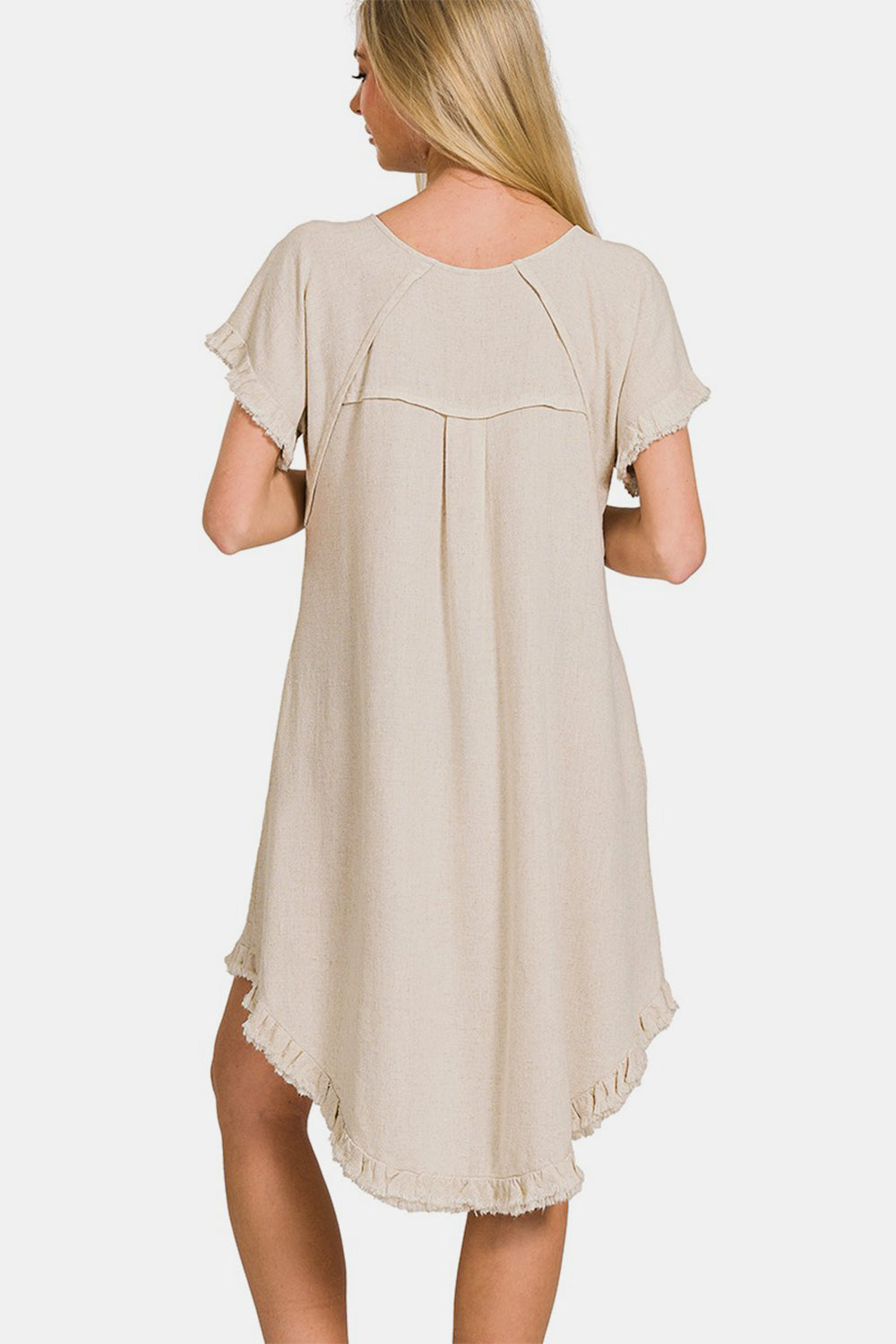 Zenana Fringe Edge High Low Dress W/ Pockets