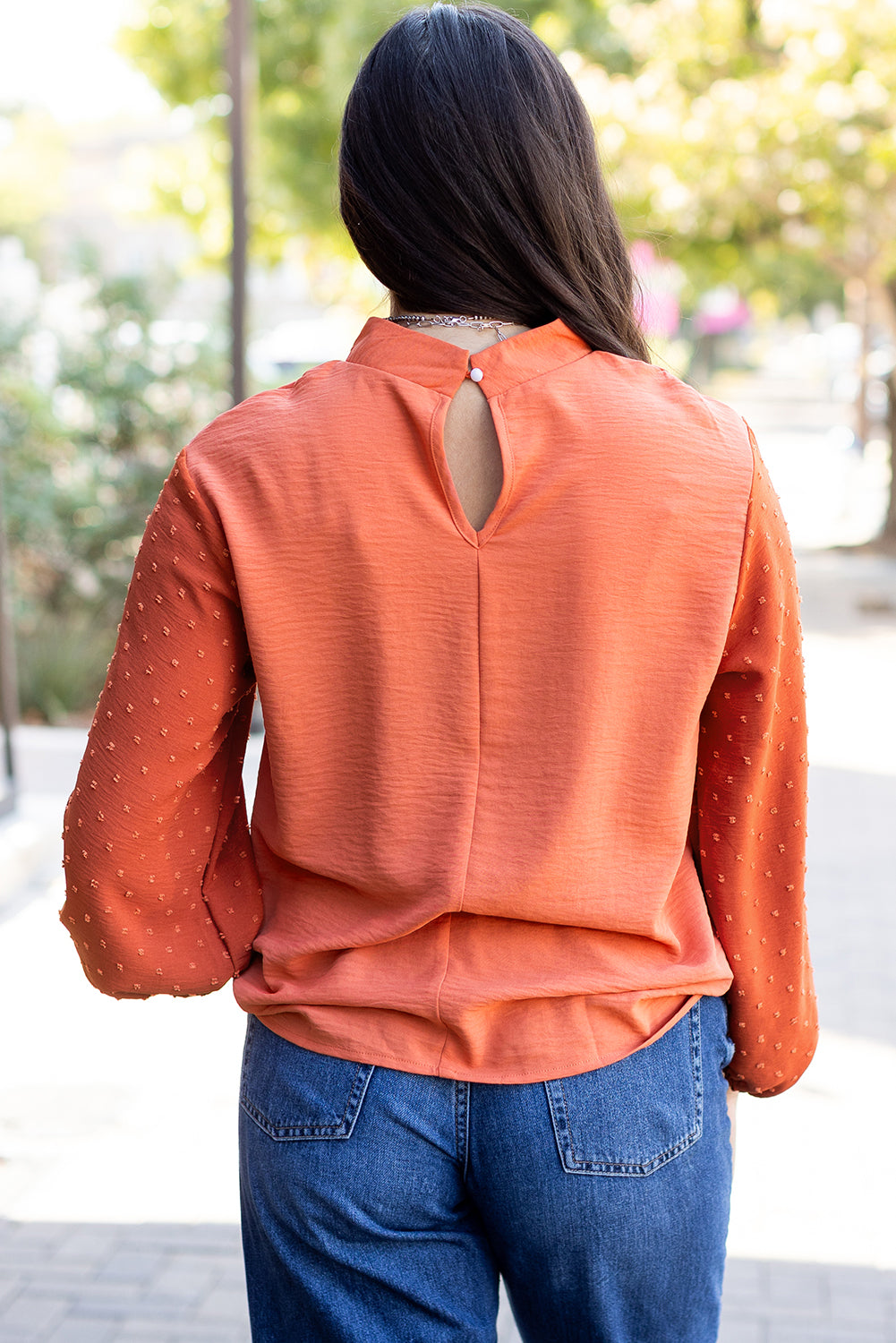 Russet Orange Swiss Dot Blouse