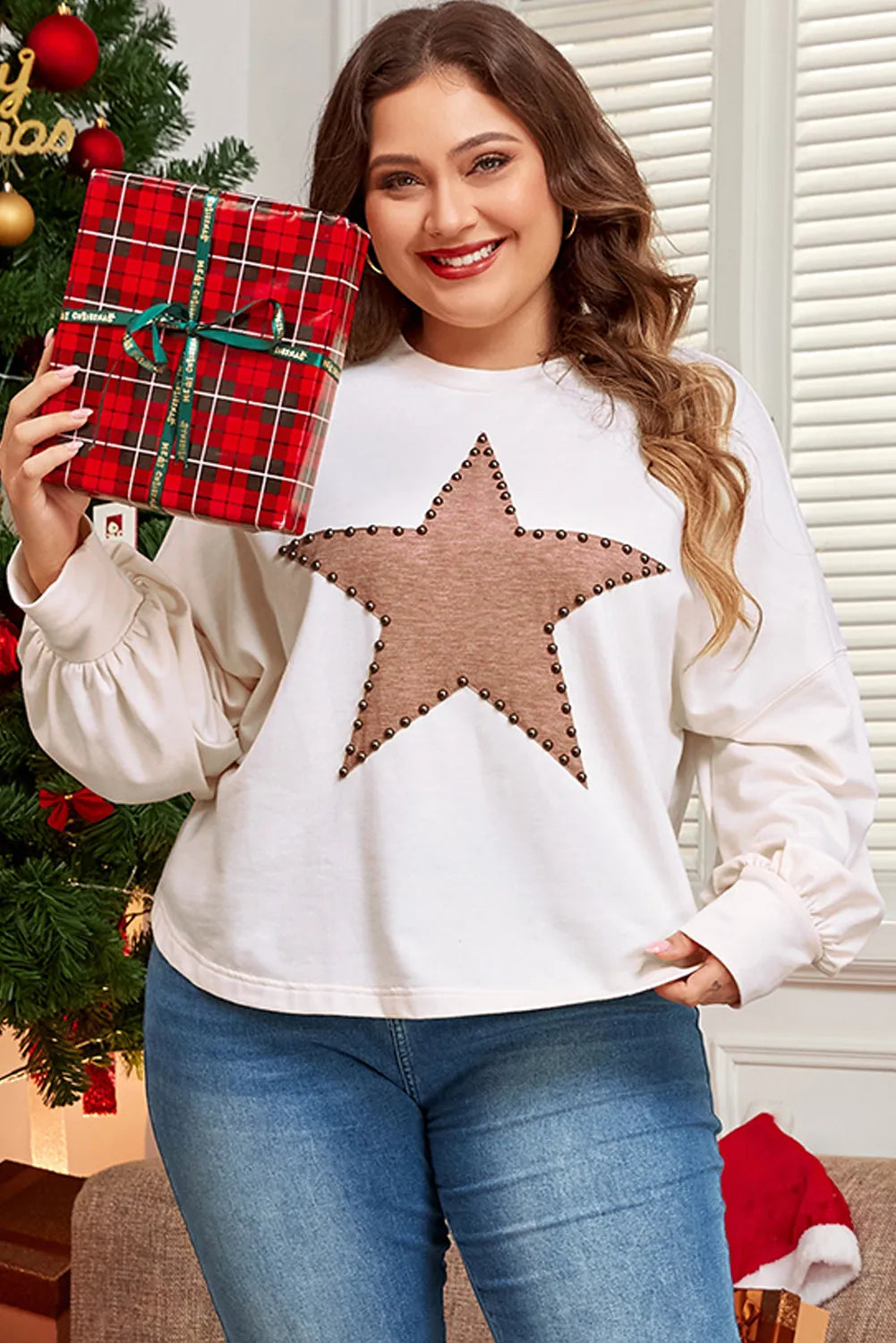 Studded Star Long Sleeve Blouse