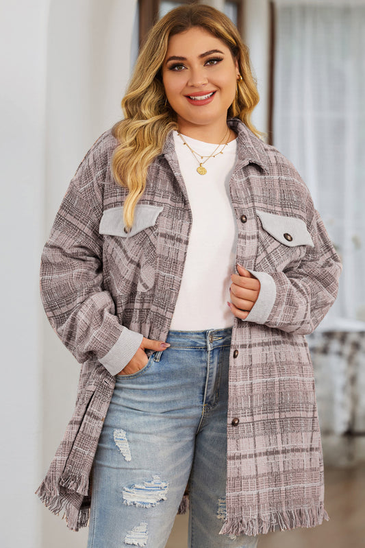 Pink Macrame Plaid Coat