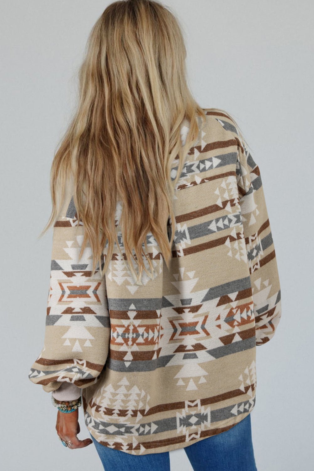 Apricot Aztec Print Sweatshirt - Earth & Ember Boutique