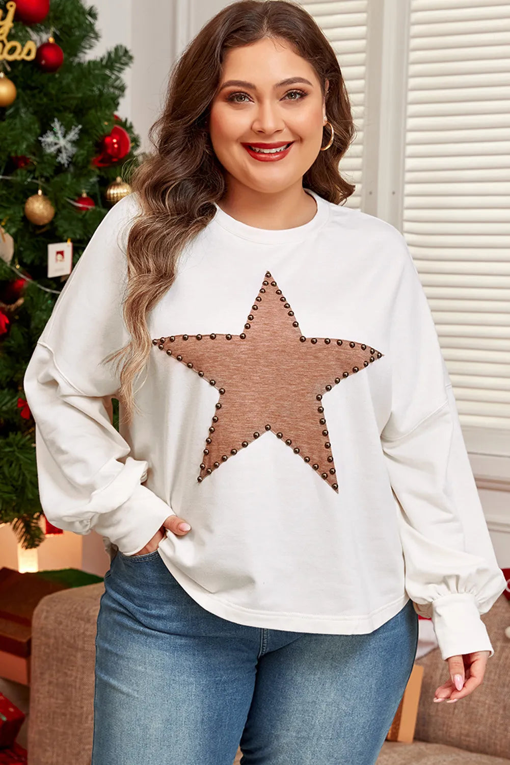 Studded Star Long Sleeve Blouse