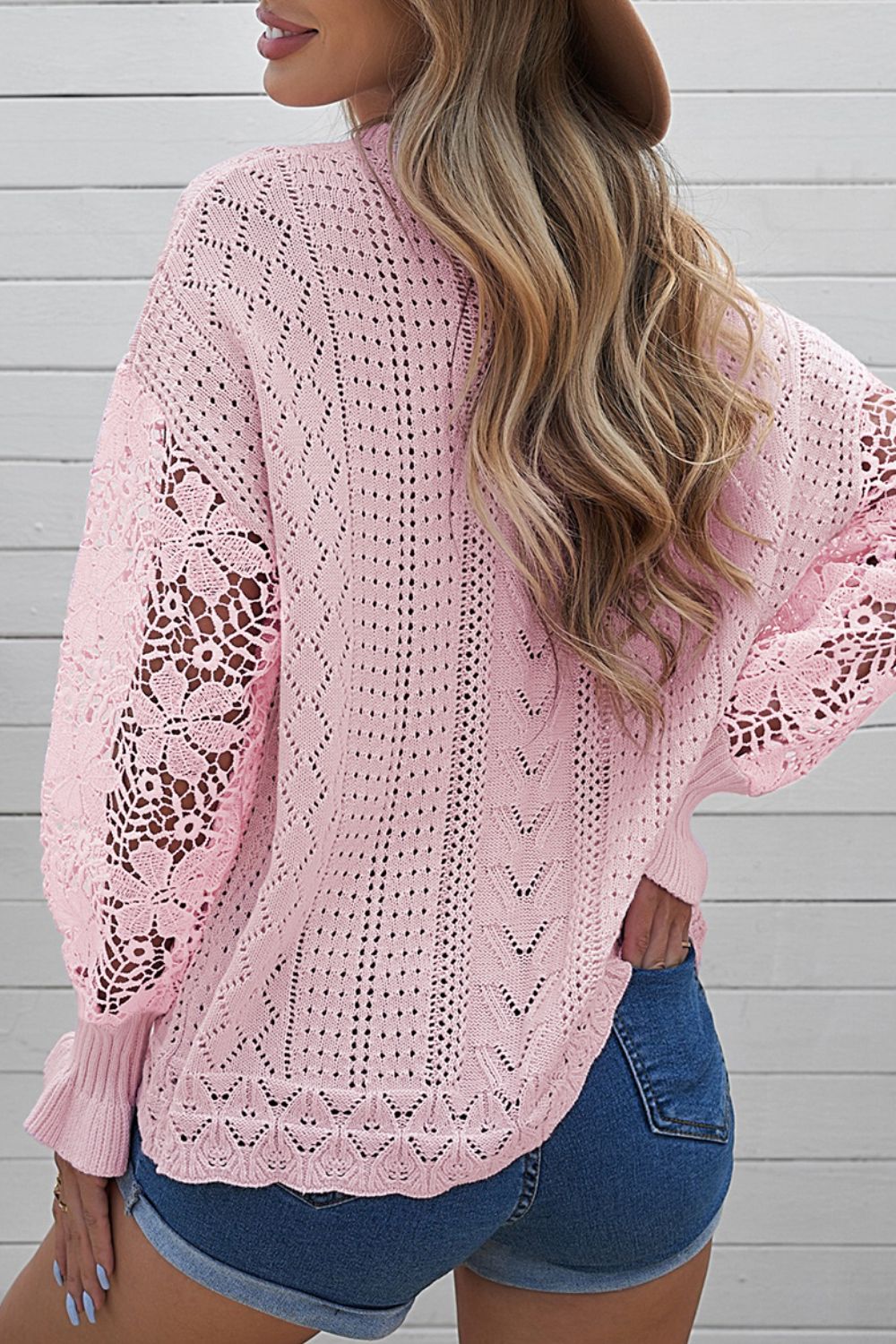 Lace Knit Long Sleeve Sweater