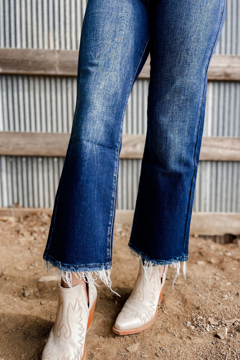 Mineral Wash Raw Hem Flare Jeans