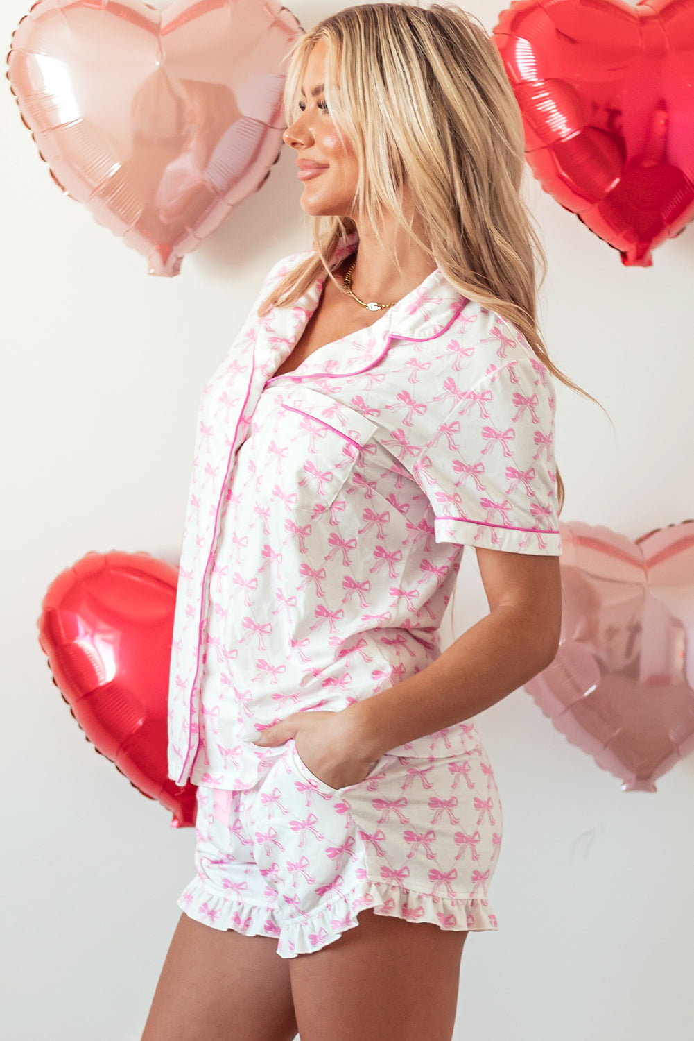 Pink Bowknot Pajama Set