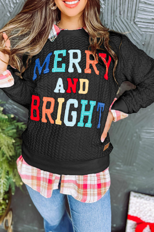 Merry & Bright Cable Knit Pullover Sweatshirt