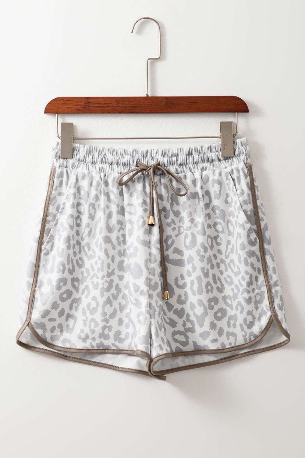 White Leopard Print Athletic Shorts