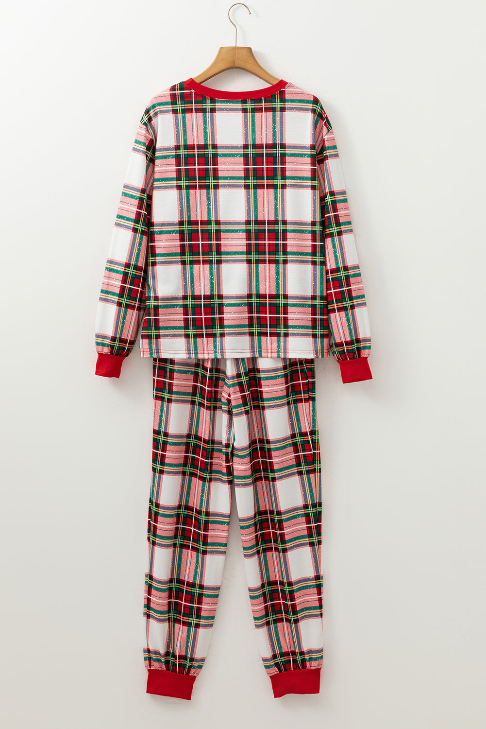 Red Christmas Plaid Allover Top & Pants Lounge Set