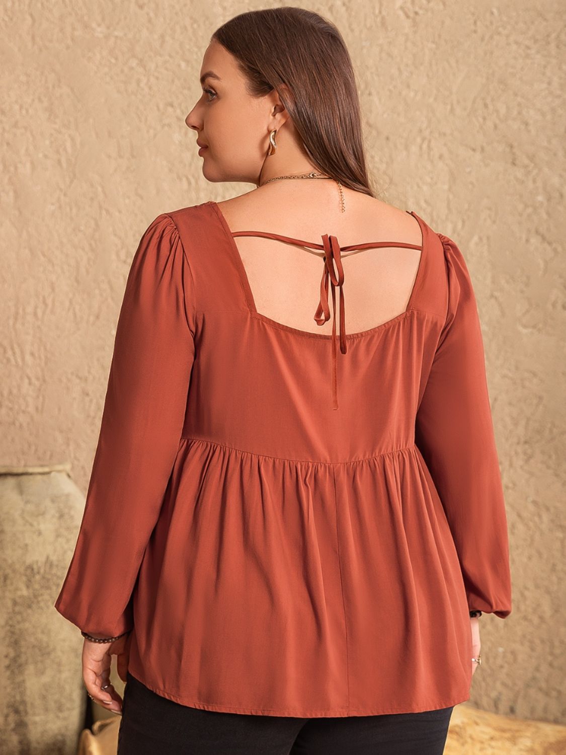 Lace Detail Terracotta Blouse