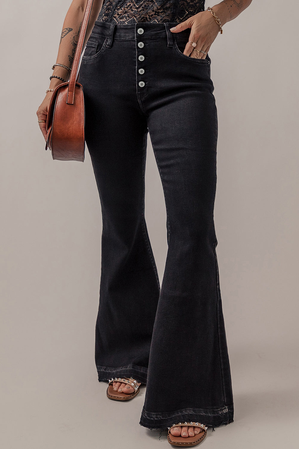 Black High-Waisted Flare Jeans