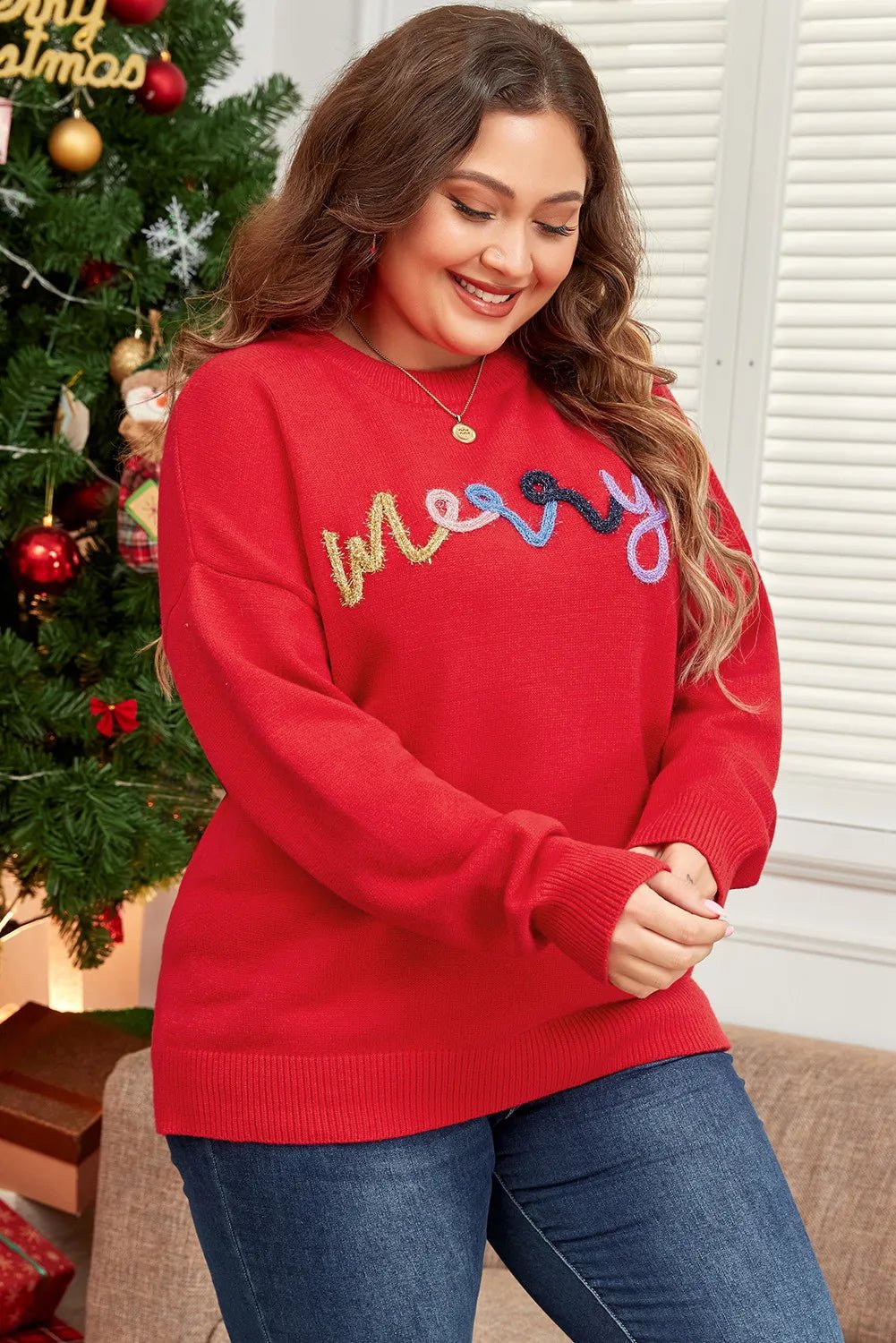 "MERRY" Long Sleeve Sweater - Earth & Ember Boutique