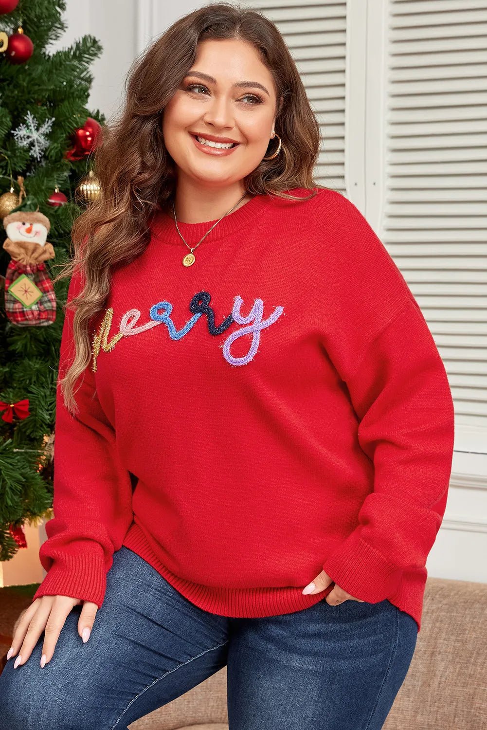 "MERRY" Long Sleeve Sweater - Earth & Ember Boutique