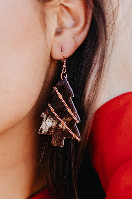 "Mooory Christmas" Cowhide Earrings - Earth & Ember Boutique