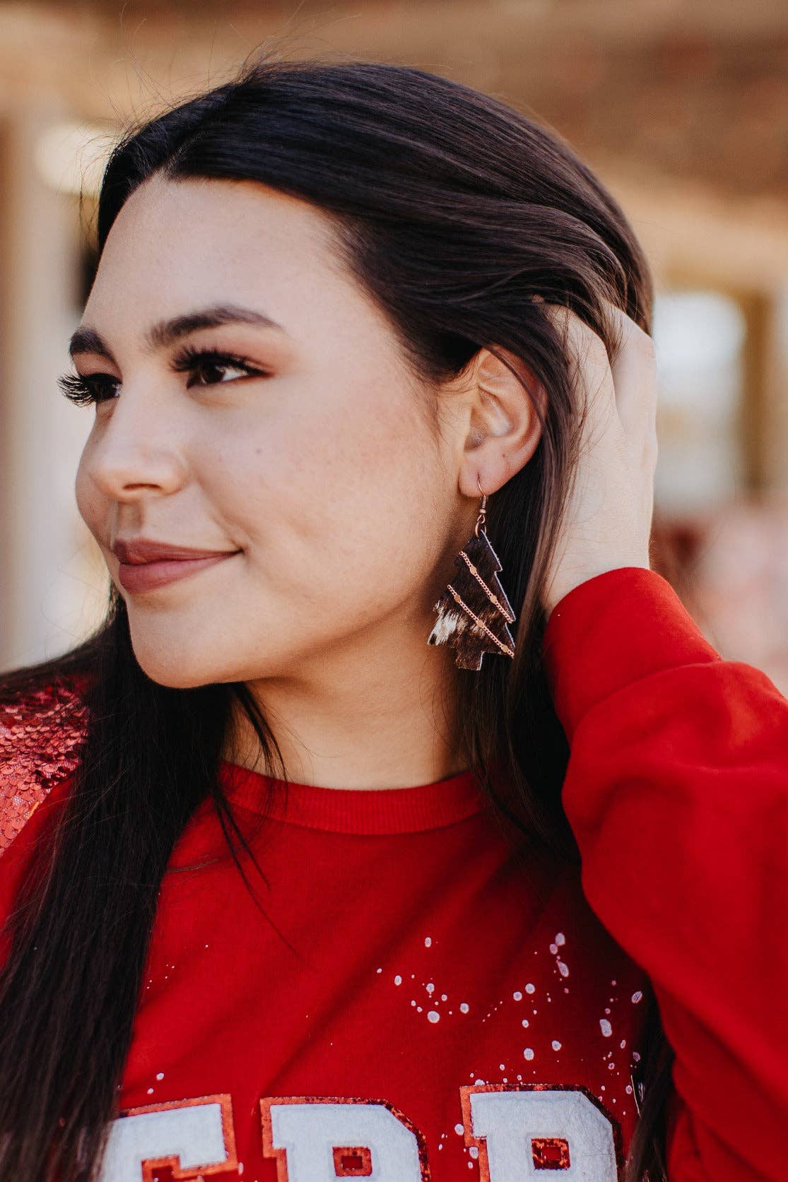 "Mooory Christmas" Cowhide Earrings - Earth & Ember Boutique