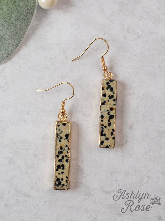 "The Local Bar" Ivory Dalmatian Stone Earrings - Earth & Ember Boutique