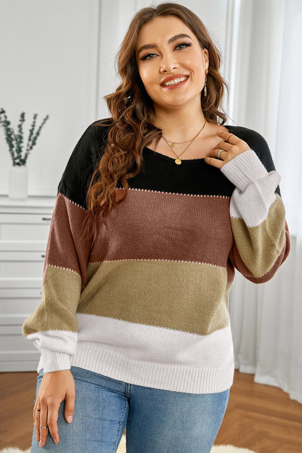 "The Neutrals" Color Block Sweater - Earth & Ember Boutique